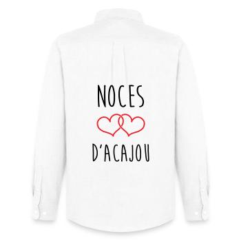 noces d'acajou 27 ans de mariage - Chemise Oxford homme Stanley/Stella - blanc - Dos - AI Model Male 185 dark (185cm)