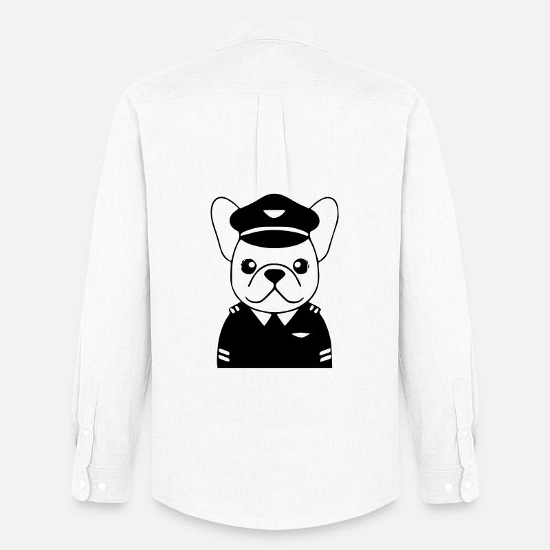 Frenchie Pilot Uniform Schwarz - Männer Oxford Hemd von Stanley/Stella - Weiß