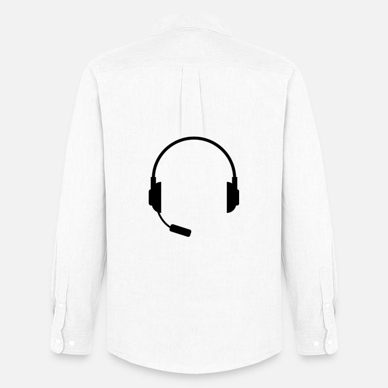 Headset mit Mikrofon - Männer Oxford Hemd von Stanley/Stella - Weiß