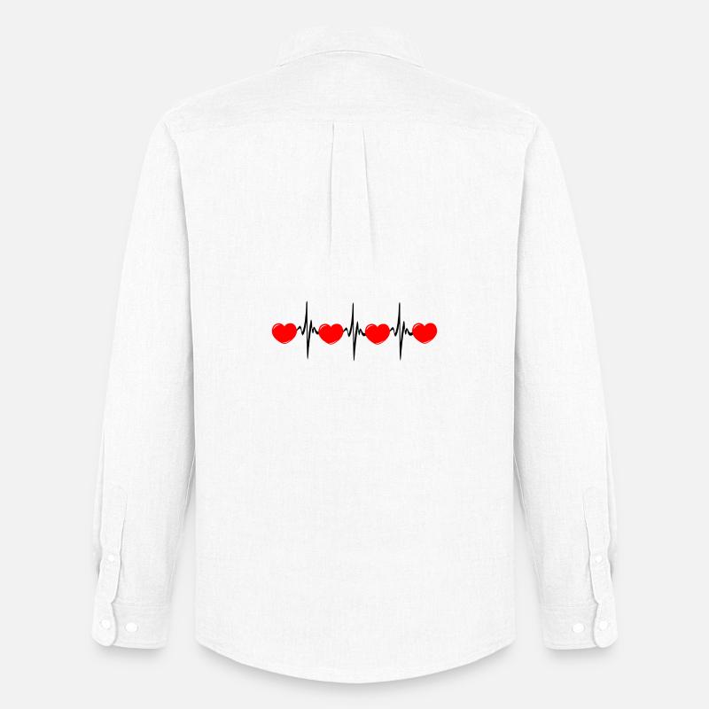 Herzfrequenz hartes rotes Cardio-EKG - Männer Oxford Hemd von Stanley/Stella - Weiß