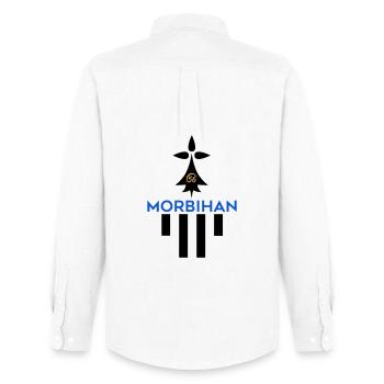 Logo des Morbihan 56 - Männer Oxford Hemd von Stanley/Stella - Weiß - Hinten - AI Model Male 185 dark (185cm)