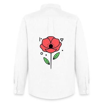Poppy-Poppies-Minimalist-Line-Art-3 - Men's Oxford Shirt by Stanley/Stella - white - Back - AI Model Male 185 dark (185cm)