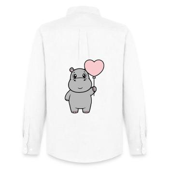 Amour en cœur d’hippopotame doux - Chemise Oxford homme Stanley/Stella - blanc - Dos - AI Model Male 185 dark (185cm)