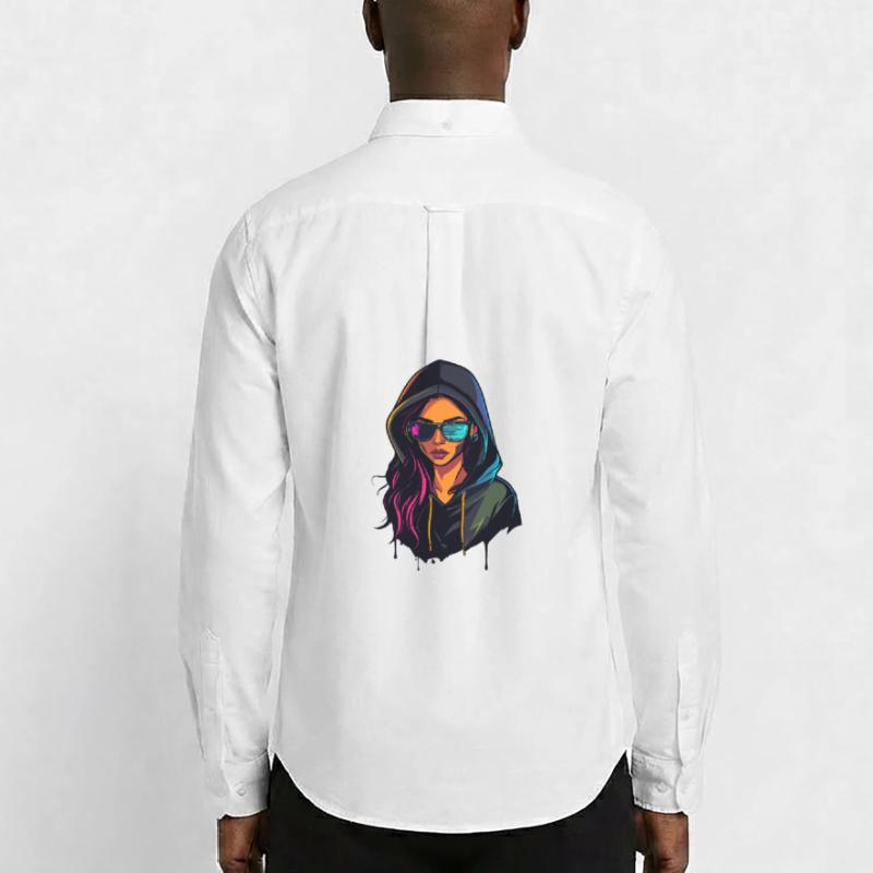 Hacker Programmer Developer Woman Portrait Men's Oxford Shirt by Stanley/Stella