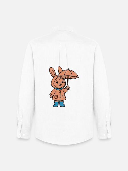 Cute Bunny Raincoat Umbrella - Men's Oxford Shirt by Stanley/Stella - white
