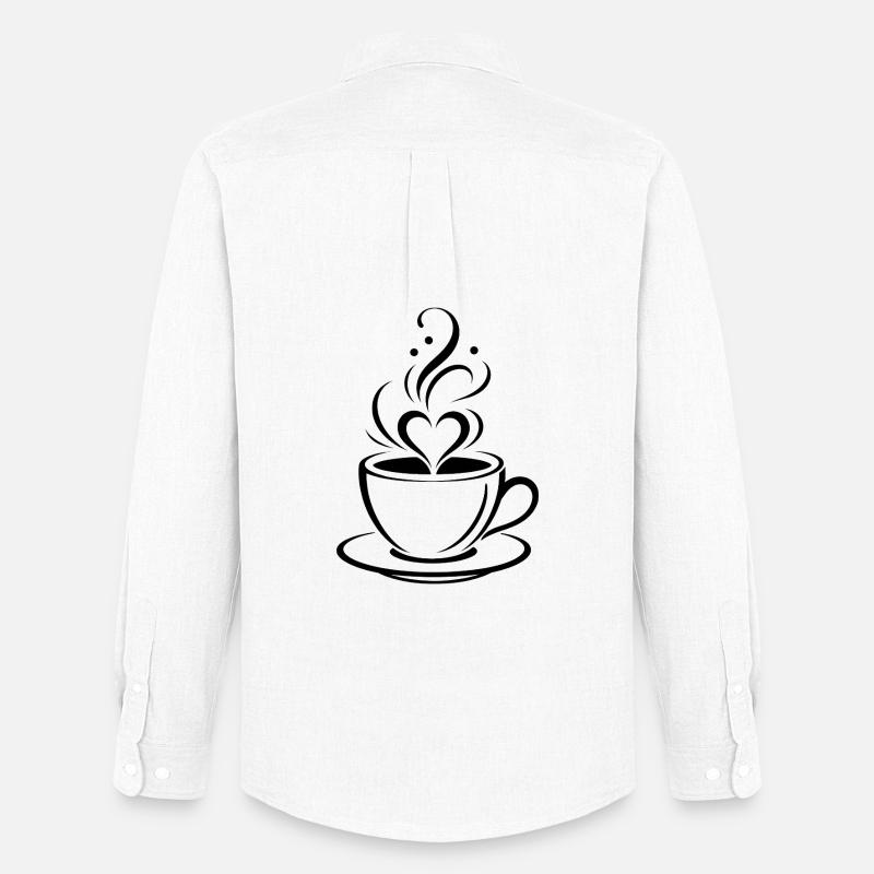 Kaffee Herz - Männer Oxford Hemd von Stanley/Stella - Weiß