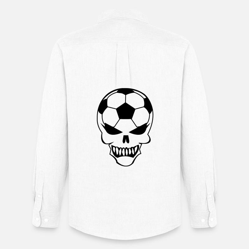 Fußball-Totenkopf - Männer Oxford Hemd von Stanley/Stella - Weiß