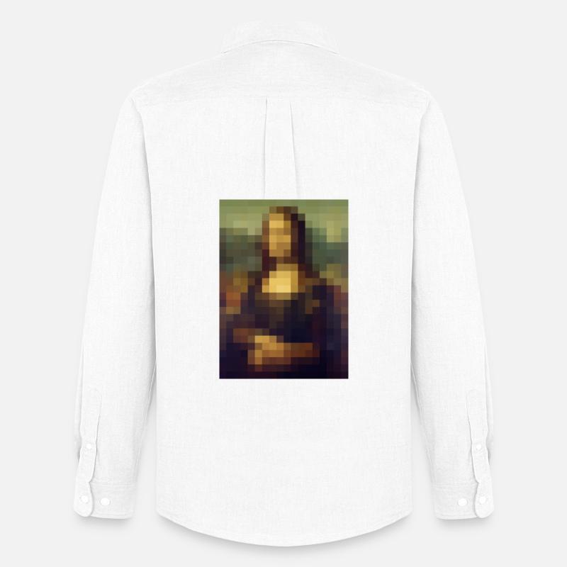 Mona Lisa 8 bit pixel pittura Leonardo da Vinci - Stanley/Stella Camicia Oxford uomo - bianco