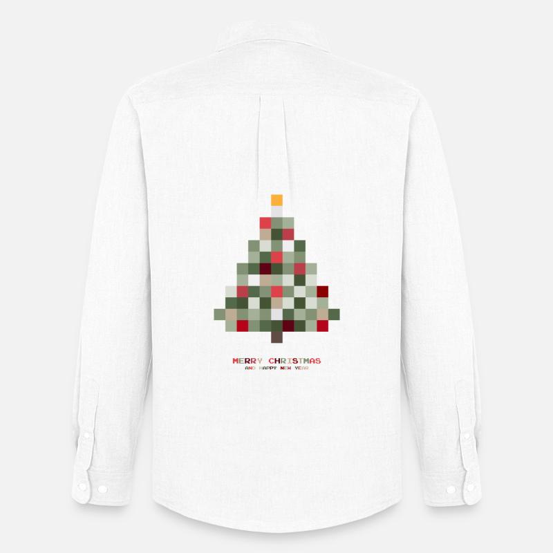 Weihnachtsbaum Pixel - Männer Oxford Hemd von Stanley/Stella - Weiß