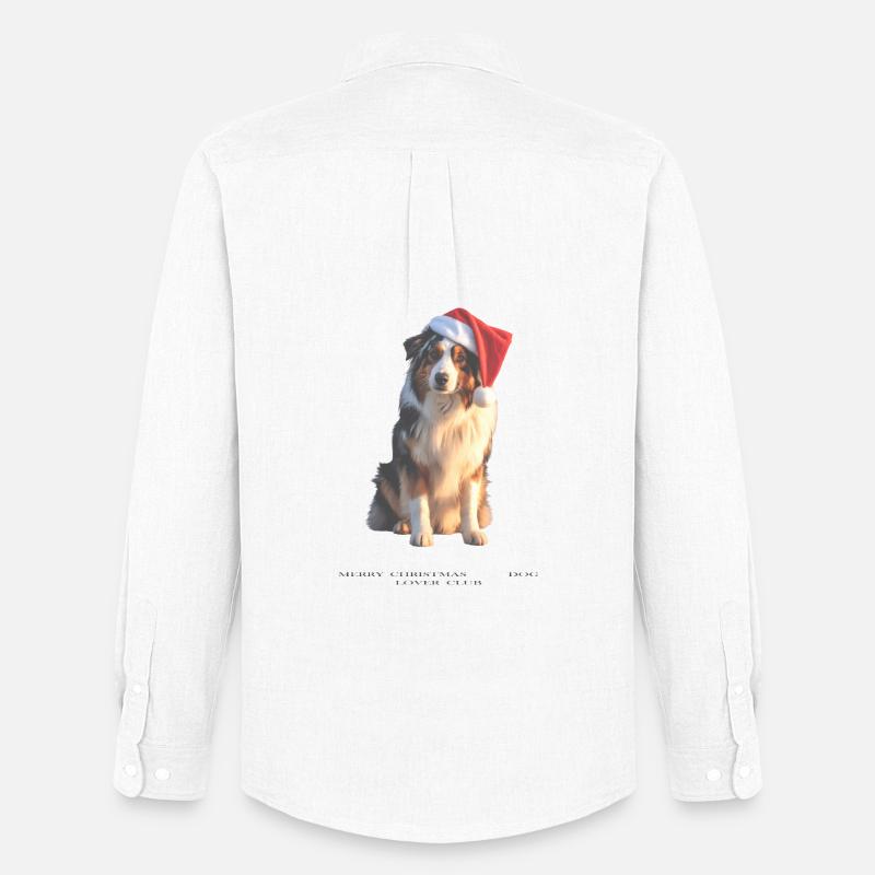 Boder Collie Weihnachts-Hund im Santa-Hut - Männer Oxford Hemd von Stanley/Stella - Weiß