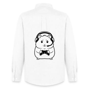 Gamer Hamster Controller Outline - Men's Oxford Shirt by Stanley/Stella - white - Back - AI Model Male 185 dark (185cm)