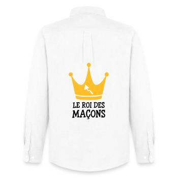 Le Roi des Maçon ! - Chemise Oxford homme Stanley/Stella - blanc - Dos - AI Model Male 185 dark (185cm)