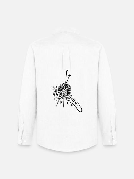 Knitting needles with wool and flowers. - Men's Oxford Shirt by Stanley/Stella - white
