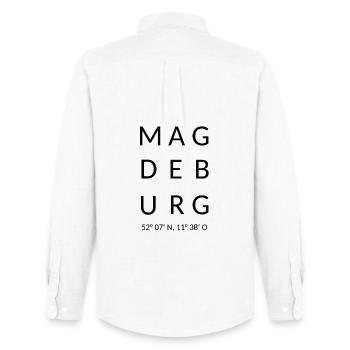Magdeburg Schriftzug - Männer Oxford Hemd von Stanley/Stella - Weiß - Hinten - AI Model Male 185 dark (185cm)