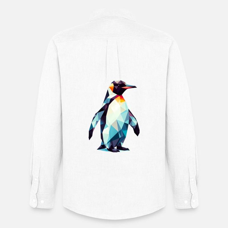 Polygonaler Pinguin - Männer Oxford Hemd von Stanley/Stella - Weiß