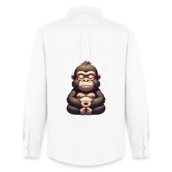 Süßer Gorilla Yoga Meditation Innere Ruhe Cartoon - Männer Oxford Hemd von Stanley/Stella - Weiß - Hinten - AI Model Male 185 dark (185cm)
