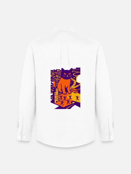 Chat géant dans la ville - Chemise Oxford homme Stanley/Stella - blanc