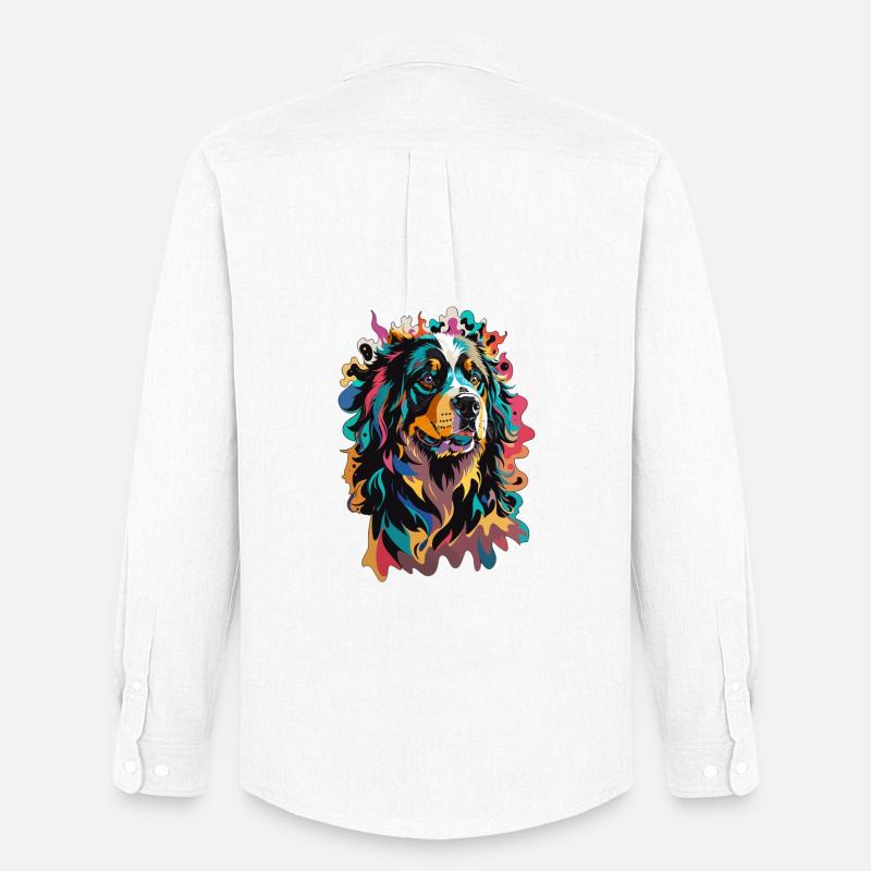Berner Sennenhund buntes Design Tier Leidenschaft - Männer Oxford Hemd von Stanley/Stella - Weiß