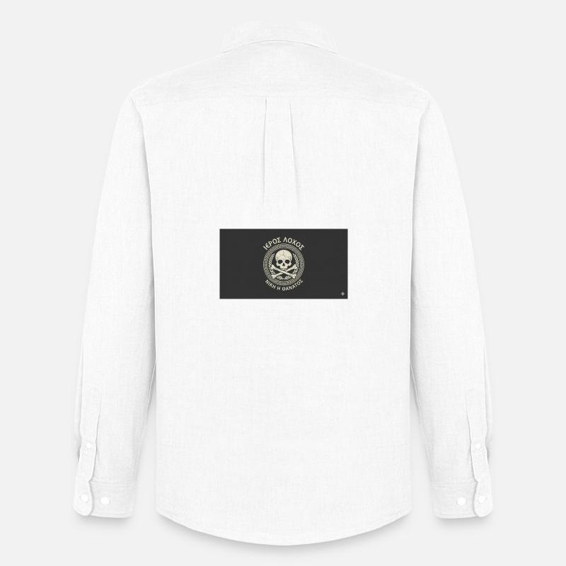 Skull in Laurel Circle Pattern - Men's Oxford Shirt by Stanley/Stella - white