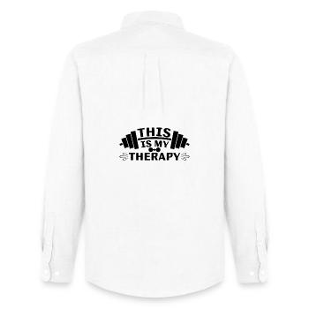 This is my Therapy - Men's Oxford Shirt by Stanley/Stella - white - Back - AI Model Male 185 dark (185cm)