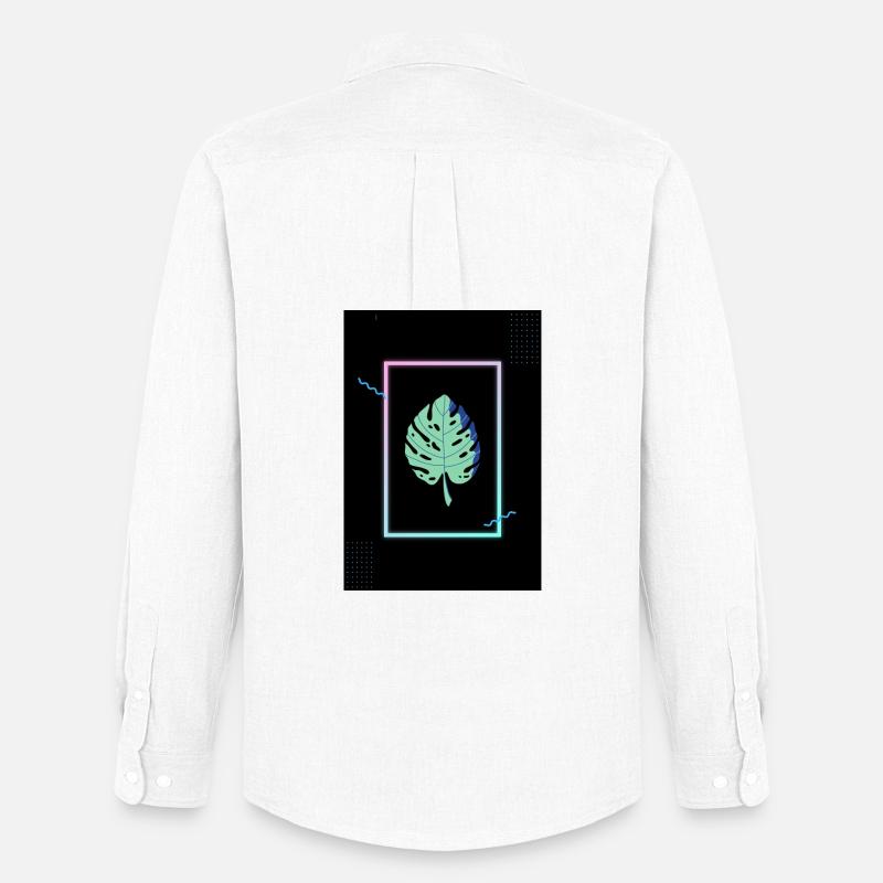 Monstera Neon Frame - Männer Oxford Hemd von Stanley/Stella - Weiß