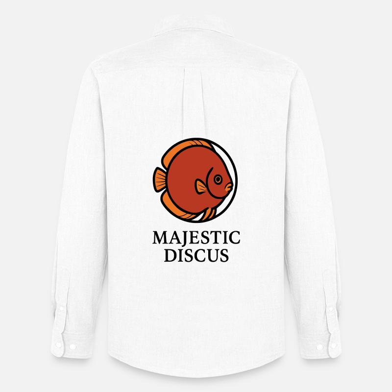 Majestätischer kreisförmiger Diskusfisch-Logo - Männer Oxford Hemd von Stanley/Stella - Weiß