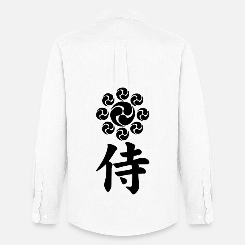 Samurai-Emblem des Uesugi-Clans (schwarz) - Männer Oxford Hemd von Stanley/Stella - Weiß