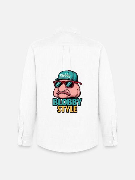 Blobby Style Cartoon Tee - Men's Oxford Shirt by Stanley/Stella - white