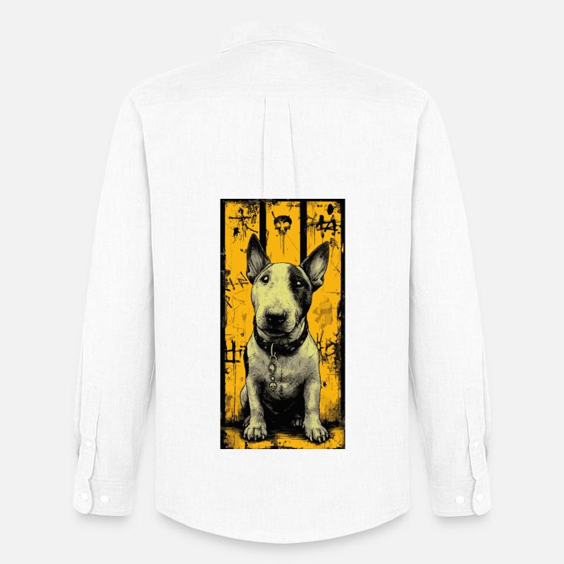 Bullterrier Schädel Grunge - Männer Oxford Hemd von Stanley/Stella - Weiß