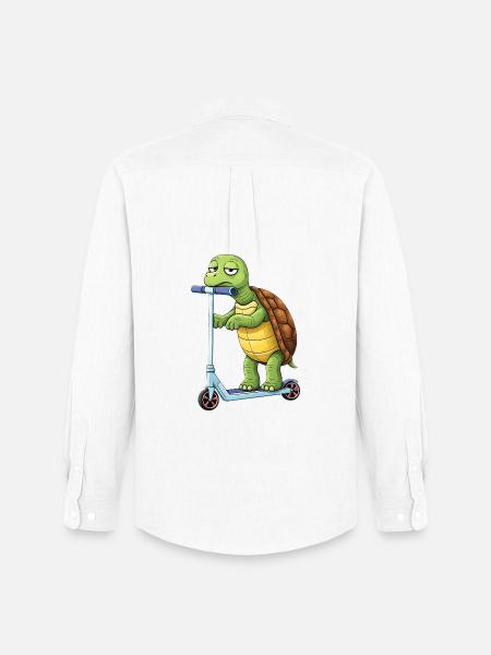 Sød Skildpadde Tegnefilm Scooter Scooter Kedelig - Oxfordskjorte herre Stanley/Stella - hvid