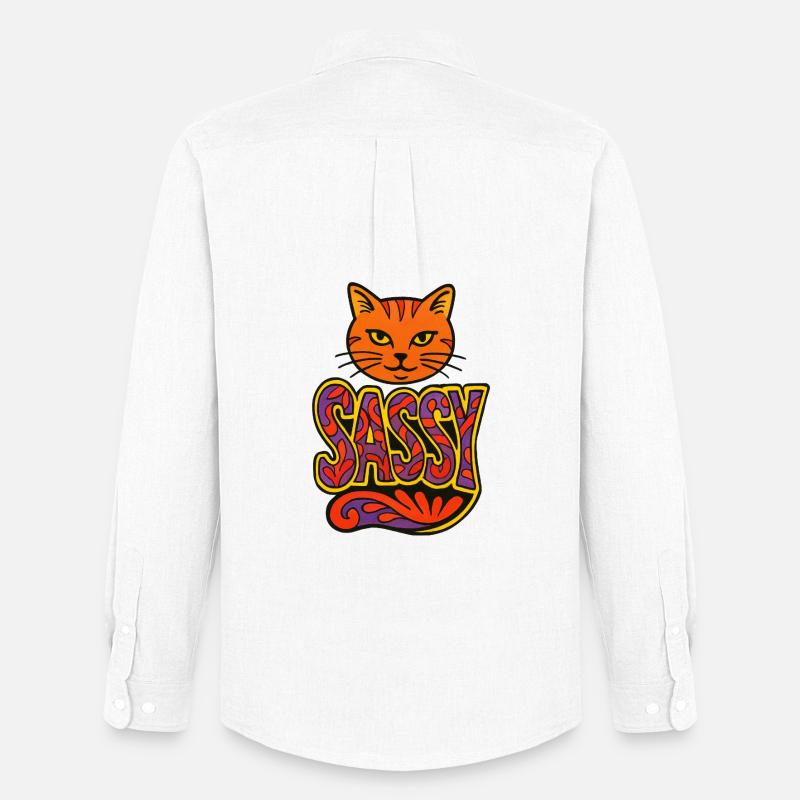 Sassy Cat Psychedelic Script - Männer Oxford Hemd von Stanley/Stella - Weiß