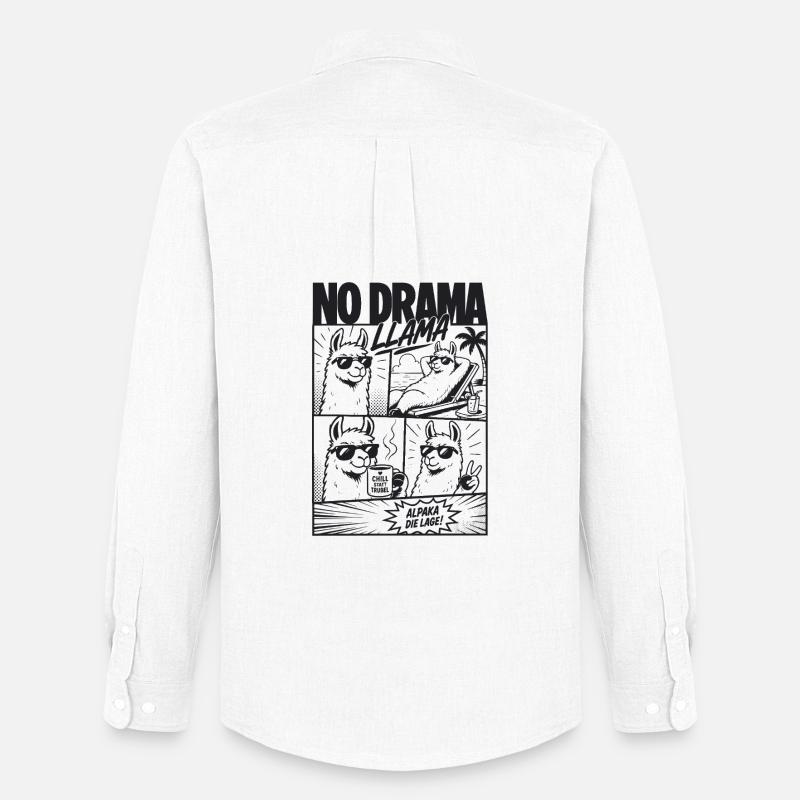 No Drama Llama Cool Alpaka Comic - Männer Oxford Hemd von Stanley/Stella - Weiß