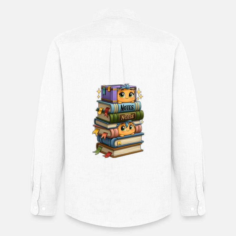 Book Stack with Birds - Men's Oxford Shirt by Stanley/Stella - white