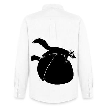 The squirrel against the glans (black) - Men's Oxford Shirt by Stanley/Stella - white - Back - AI Model Male 185 dark (185cm)