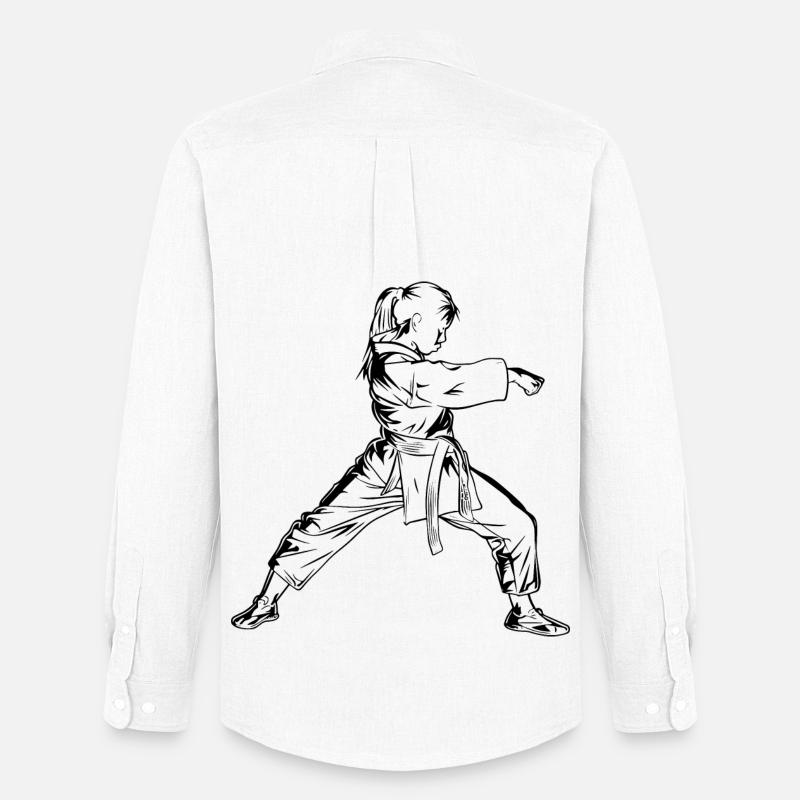 Karate Mädchen - Männer Oxford Hemd von Stanley/Stella - Weiß