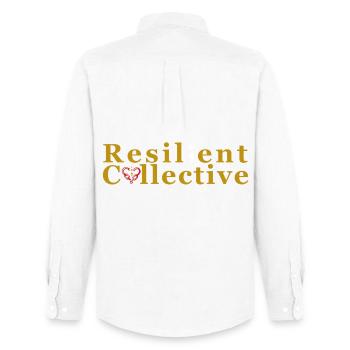 Logo du collectif résilient - Chemise Oxford homme Stanley/Stella - blanc - Dos - AI Model Male 185 dark (185cm)