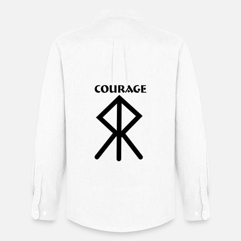 Courage Wikingerrune mit Text COURAGE - Männer Oxford Hemd von Stanley/Stella - Weiß