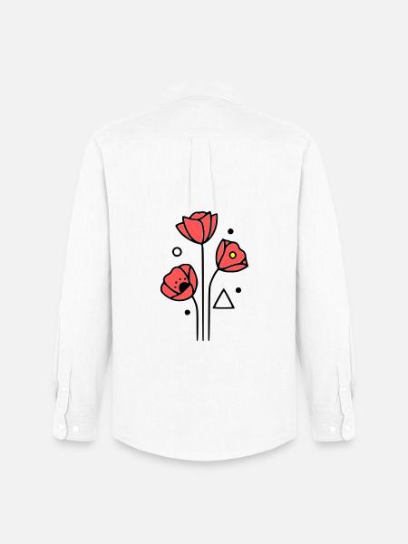 Poppy-Poppies-Minimalist-Line-Art-4 - Men's Oxford Shirt by Stanley/Stella - white
