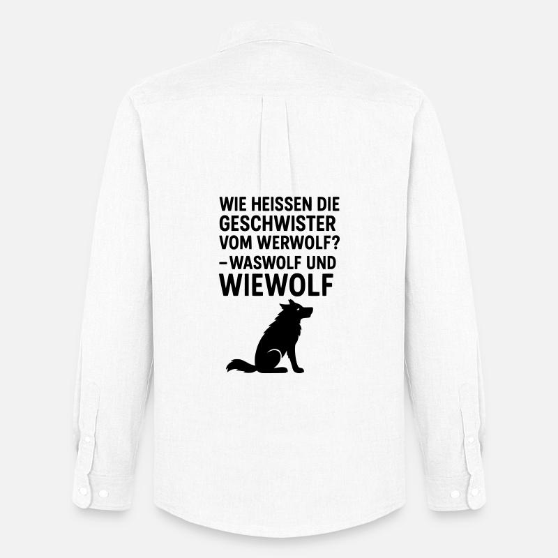 werwolf witziger spruch kinder grundschule - Männer Oxford Hemd von Stanley/Stella - Weiß