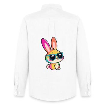 Regenbogenkaninchen mit Brille - Männer Oxford Hemd von Stanley/Stella - Weiß - Hinten - AI Model Male 185 dark (185cm)