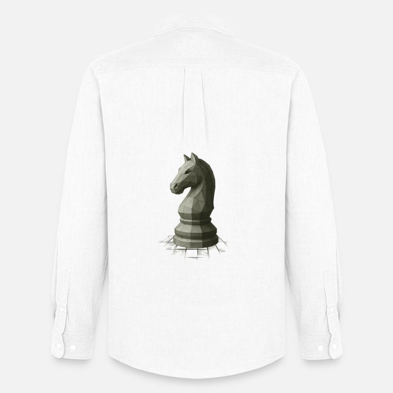 Low Poly Schach Springer Design - Männer Oxford Hemd von Stanley/Stella - Weiß