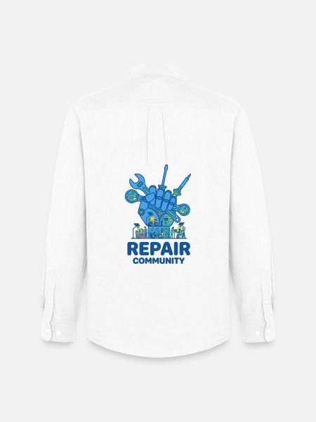 Cultuur van gereedschappen van de reparatiegemeenschap - Stanley/Stella Oxford Heren overhemd - wit