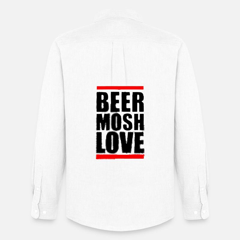 Bier Mosh Liebe Schwarzer Buchstabe - Männer Oxford Hemd von Stanley/Stella - Weiß