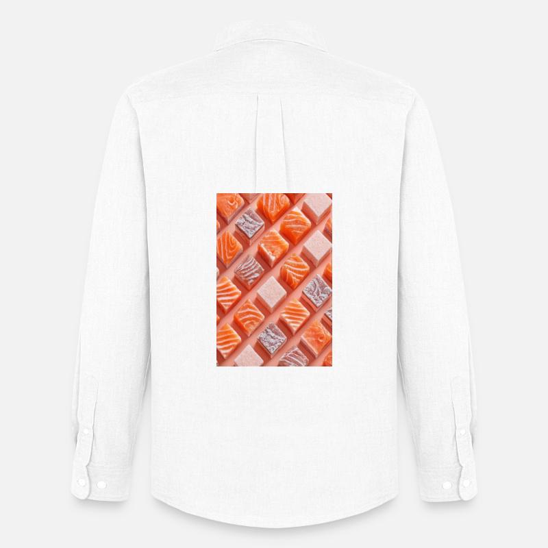 Lachs Tile Candy Grid - Männer Oxford Hemd von Stanley/Stella - Weiß