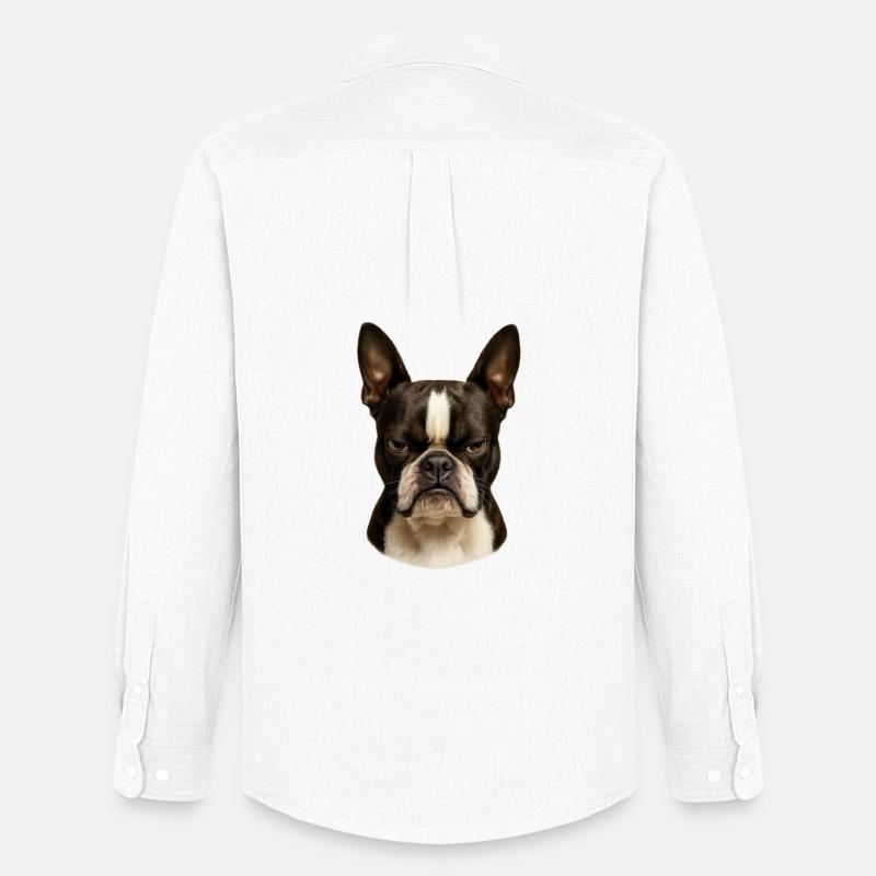 Eindrucksvoller Boston Terrier Blick - Männer Oxford Hemd von Stanley/Stella - Weiß
