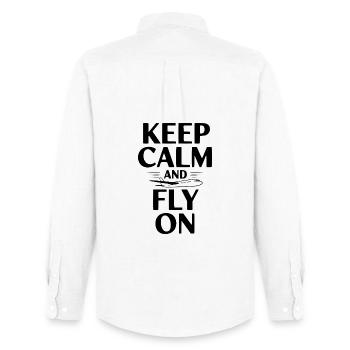 Keep Calm and Fly On - Men's Oxford Shirt by Stanley/Stella - white - Back - AI Model Male 185 dark (185cm)