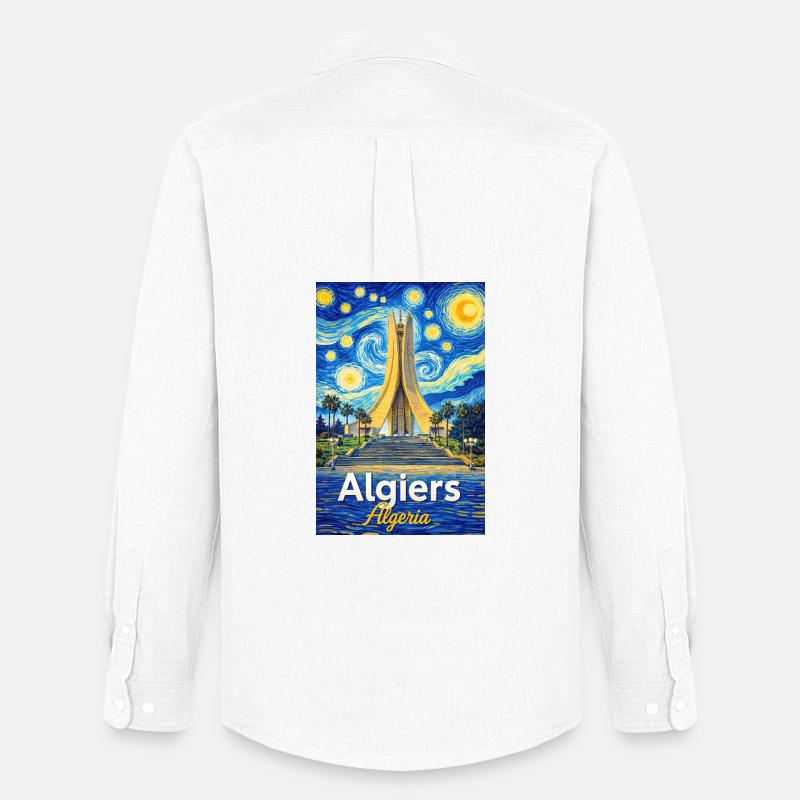 Algiers Monument Starry Night Stil - Männer Oxford Hemd von Stanley/Stella - Weiß