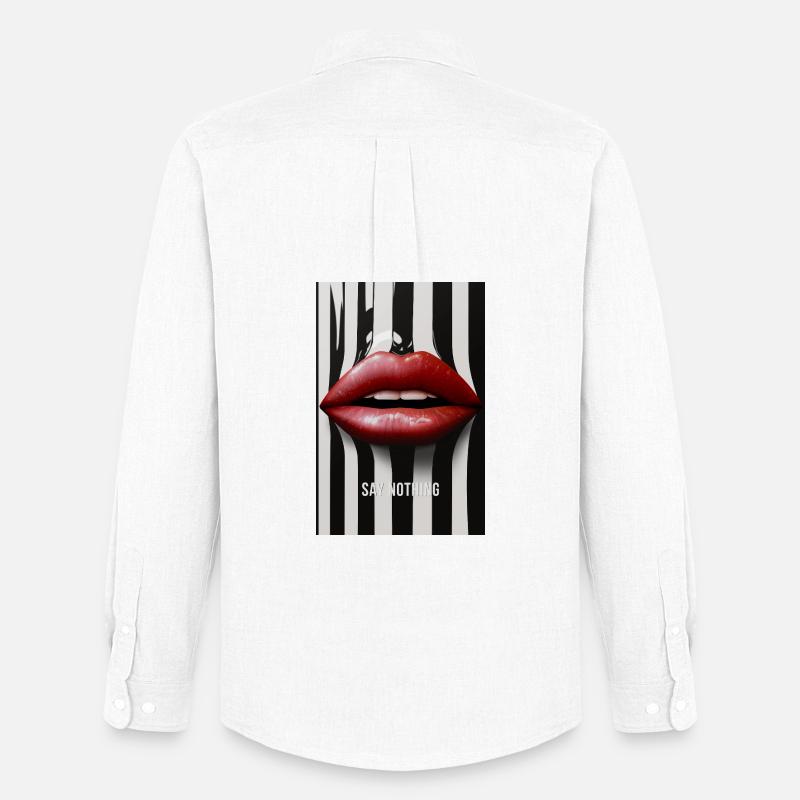 Say Nothing Lips Statement Design - Oxfordskjorte herre Stanley/Stella - hvid