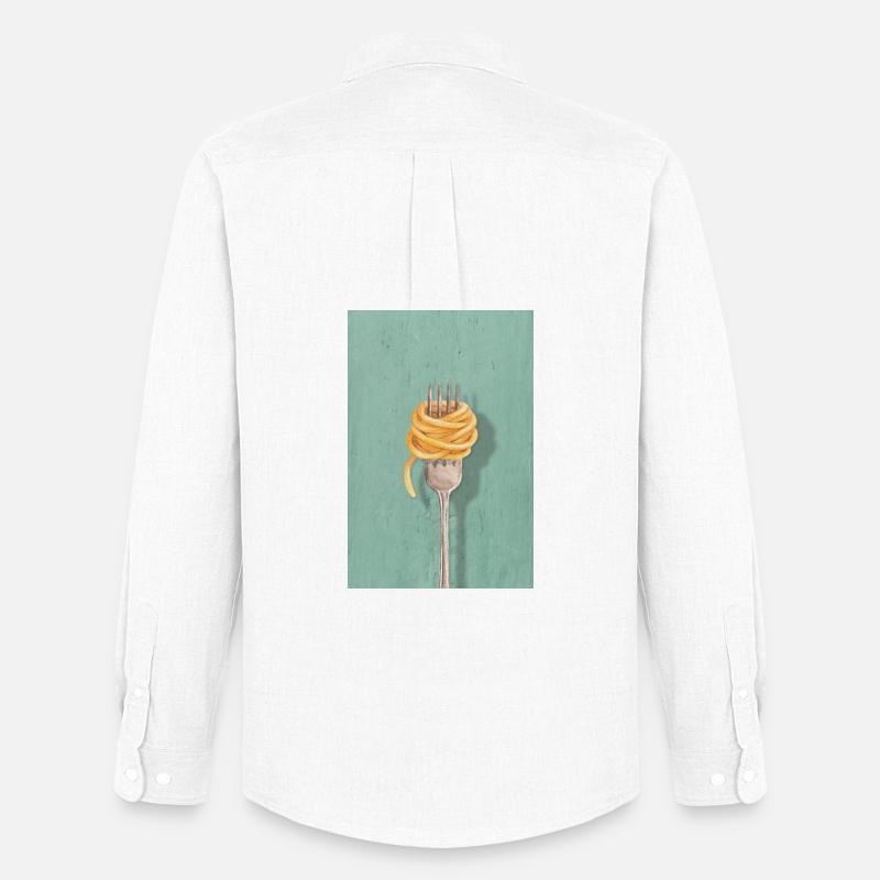 Pasta Gabel reduziertes Küchen Design - Männer Oxford Hemd von Stanley/Stella - Weiß