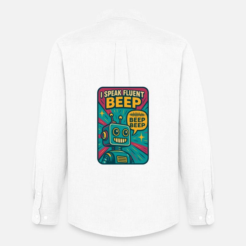 Fließend Beep | Roboter Sci-Fi Nerd - Männer Oxford Hemd von Stanley/Stella - Weiß